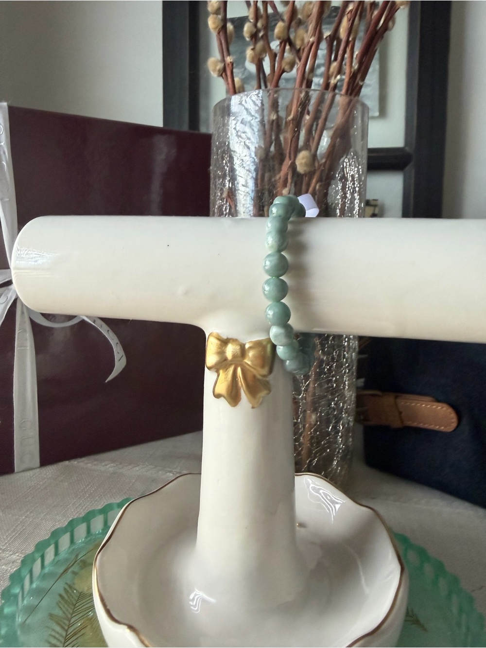 Jade Seafoam Green Beaded Stretch Bracelet